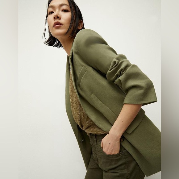 NWT $598 Veronica Beard Sevi Linen-Blend Blazer in Bright Army Size 8 - Picture 4 of 11